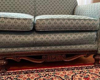 Beautiful Re-Upholstered Solid Wood Frame 1940s Sofa