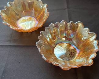 Marigold Carnival Glass Sunflower Bowl