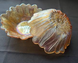 Marigold Carnival Glass Sunflower Bowl