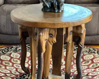 Hand Carved Elephant Table