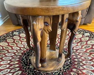 Hand Carved Elephant Table
