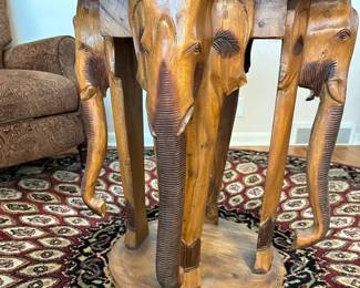 Hand Carved Elephant Table
