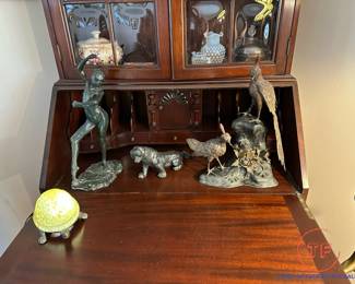 Antique Claw Foot Secretary Desk with Original Wavy Glass