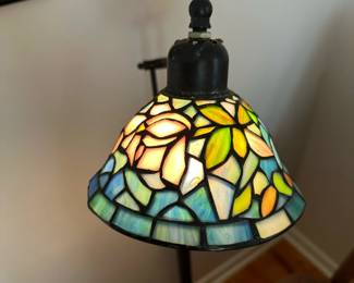 Articulating Floor Lamp with Tiffany Style Stained Glass Shade