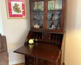 Antique Claw Foot Secretary Desk with Original Wavy Glass