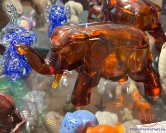 Amber Glass Elephant Trinket Box