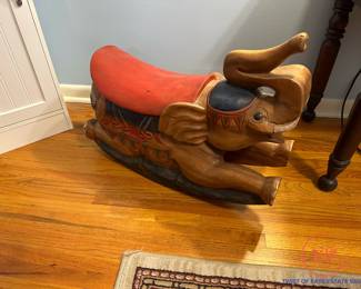 Hand Carved Elephant Child’s Rocker