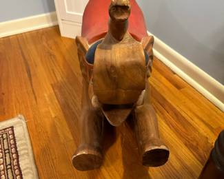 Hand Carved Elephant Child’s Rocker
