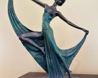 Bronze Art Deco Dancer Sculpture after FAYRAL (Pierre Le Faguays)