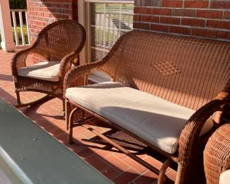 Wicker settee & rocker
