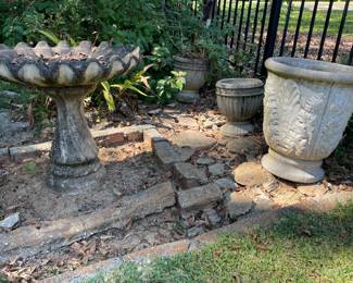 Bird bath & planters