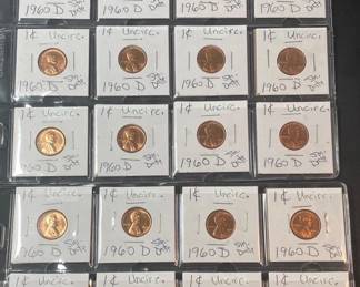 US 1960s D Uncirculated Small Date Pennies