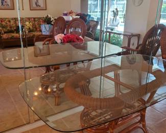 Dining room table.  wicker and rattan