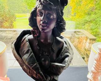 Large Art nouveau chalk ware bust. 