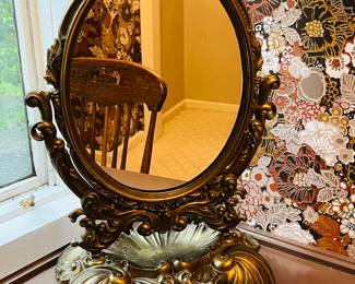 Vintage metal vanity mirror. 