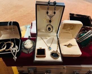 A variety of antique and vintage costume and fine jewelry. 
