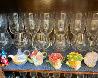 Small tiny collectible teapots, along with antique glassware items too