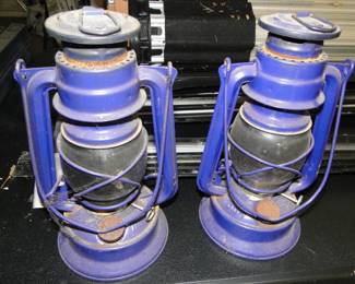 Pair of vintage blue lanterns