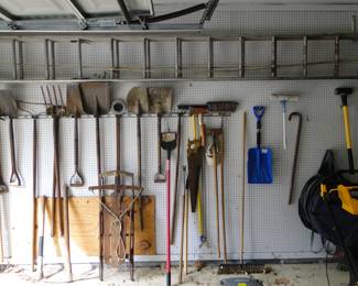 Large extension ladder and lots and lots and lots of yard tools