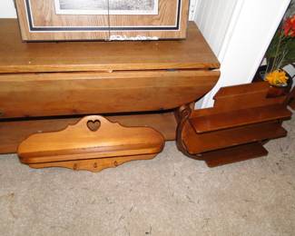 Wooden shelving and wood table too