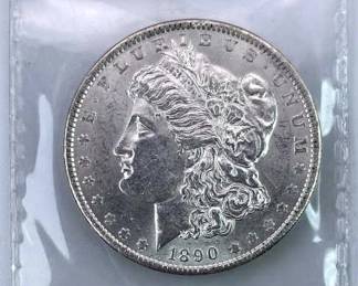 1890 Morgan Silver Dollar, High Grade w/ Luster