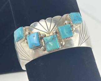 925 Silver Navajo Turquoise Cuff Bracelet