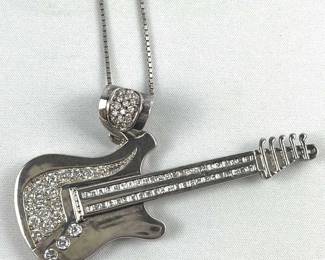 925 Silver Fender Style Guitar Pendant