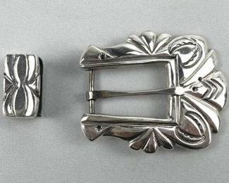 925 Silver Navajo Belt Buckle & Loop