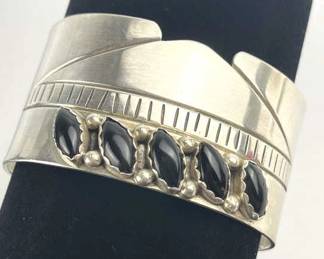 925 Silver Rose Abeyta Onyx Cuff Bracelet