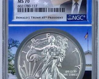 2020-W Burnished Silver Eagle NGC MS70 Trump
