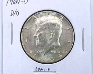 1964 D/D Error Silver Kennedy Half w/ Luster