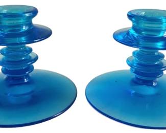 Vintage Blue Candle Holders