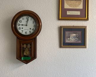 Regulator clock with chimes  --- tea cup art