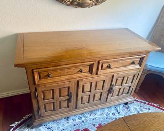 Thomasville - Pecan wood buffet with 2 drawers and two cabinet doors below