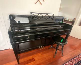 Wurlitzer spinet piano  /   piano stool