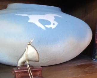 Horse vase only. It is a large low bowl. Like Native American pottery