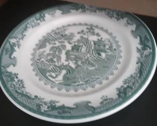 Heavy teal lunch plate willow