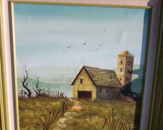 Interesting frame and colors, signed art