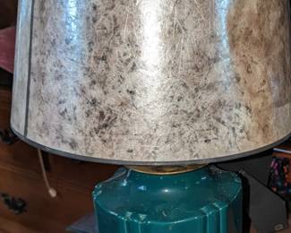 Gorgeous Asian style green glass lamp w Mica shade