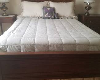 Antique walnut bed with spoon carved headboard - full size