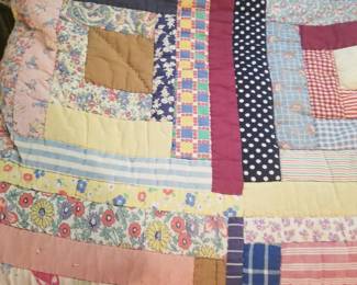 Handmade log cabin quilt