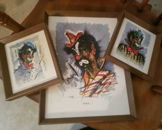 Clown art by William Pender Shumaker - “Arty”, “Pat”, “Mick”
