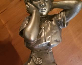 Vintage Esco bust of girl holding ears