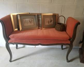 French hand carved bench/arms