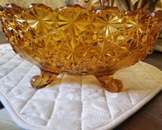 Amber Daisy & Button footed bowl