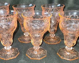 Vintage McKee Rock Crystal Pink Depression
6 Water Goblets