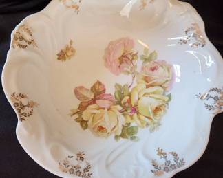 Antique Porcelain Scalloped Rose Serving Bowl
Made in Germany 11”
