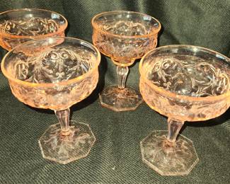 Vintage McKee Rock Crystal Pink Depression
4 Champagne/Tall Sherbet
