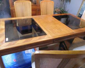 Wood & Glass Dining Table & Chairs