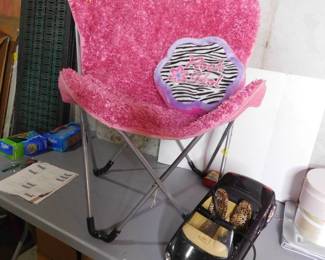 Fuzzy Pink Childs Chair & Barbie Car